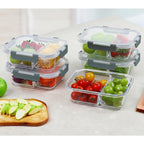 2 Compartment Glass Meal Prep Containers | 10-Piece Set