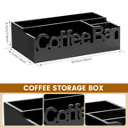 Coffee Bar Organizer,  5 Compartments Coffee, & Condiments Premium Storage Organizer