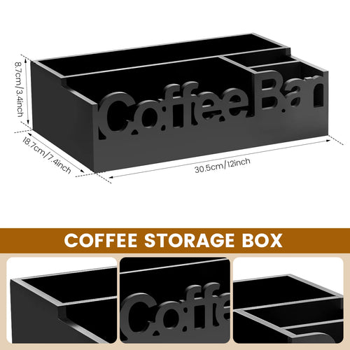 Coffee Bar Organizer,  5 Compartments Coffee, & Condiments Premium Storage Organizer