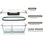 2 Compartment Glass Meal Prep Containers | 10-Piece Set